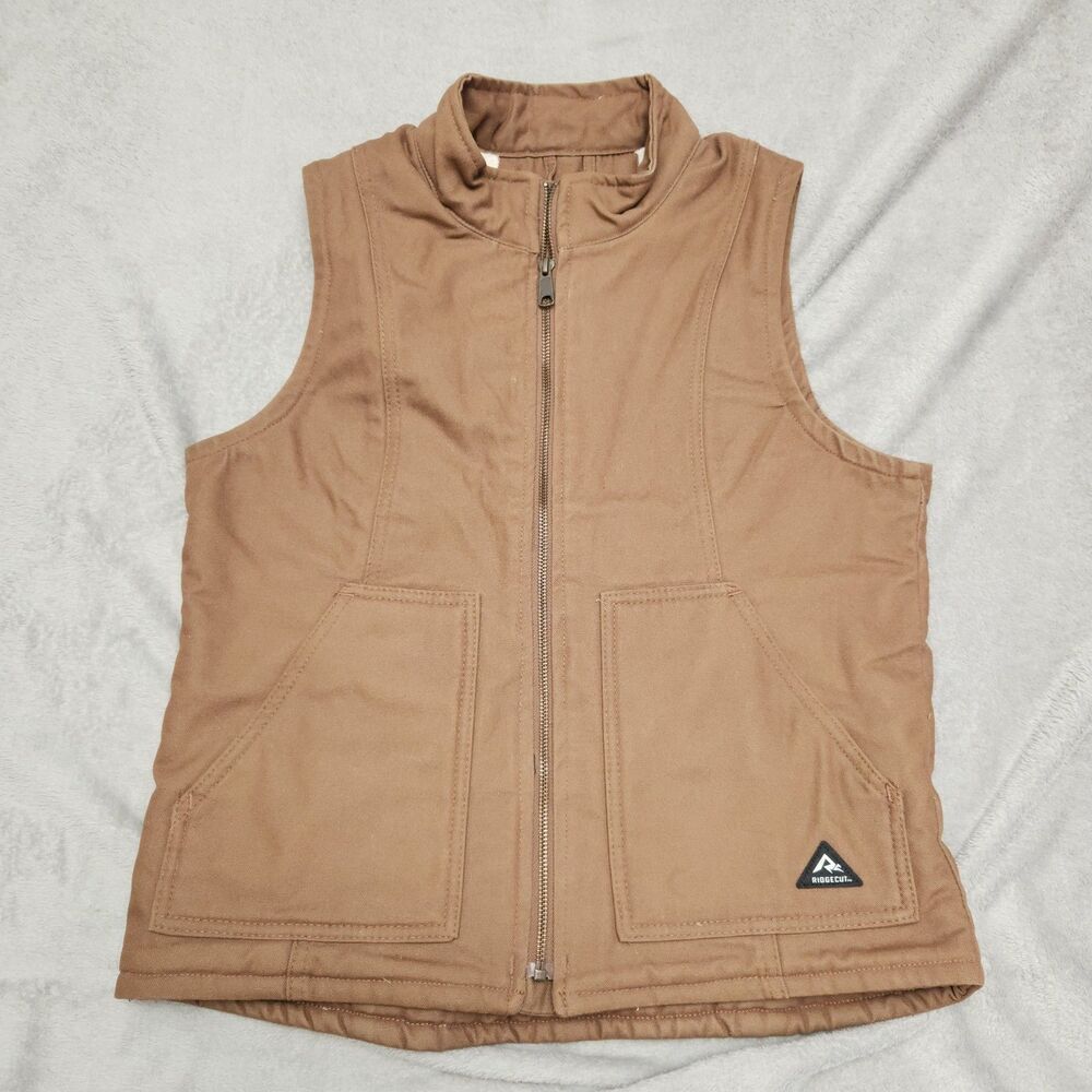 Ridgecut Toughwear Vest Women Small (6-8) Brown Work Vest Fleece Lined